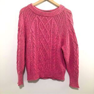 J. Crew Cable Knit Sweater Women Size Small Pink Wool Blend